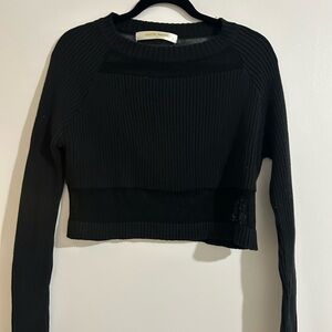 Black partially sheer sweater